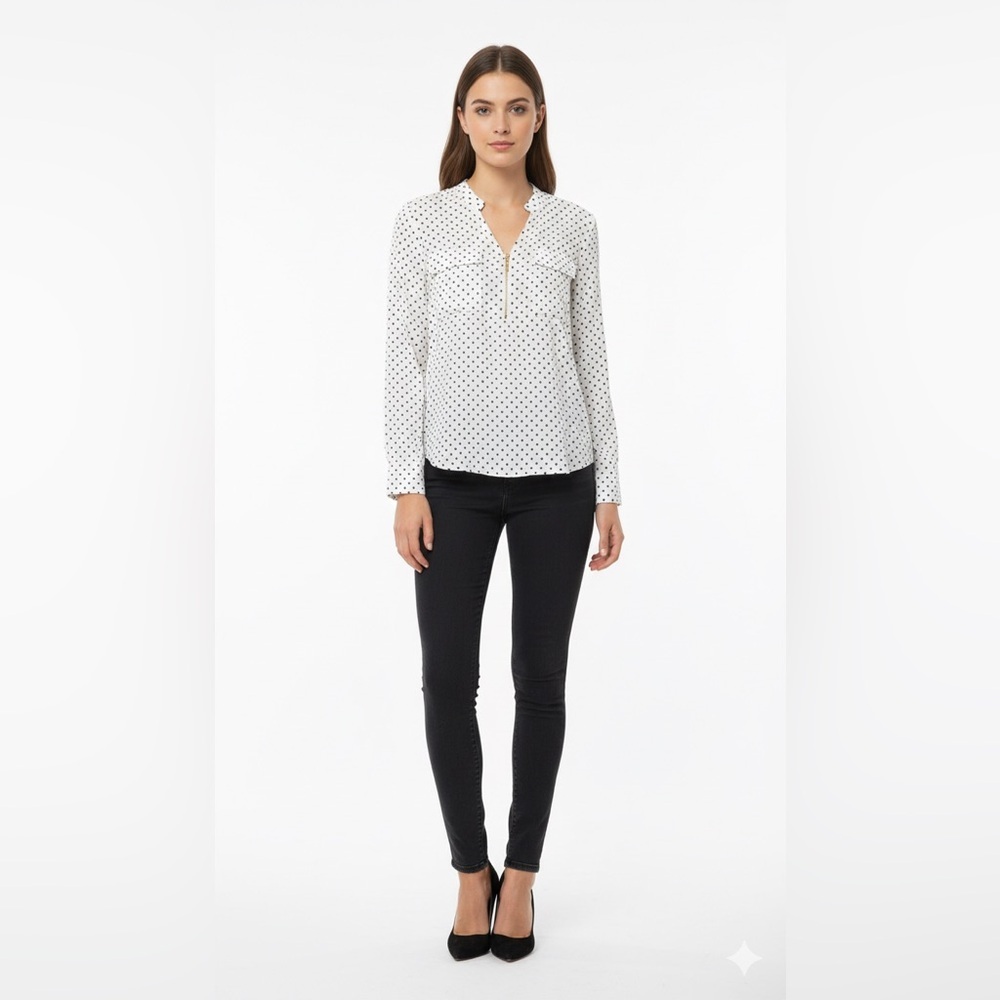 Women's Black and White Polka Dot Blouse